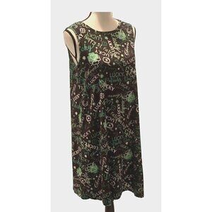 Womens Lucky Shamrock Dress Size S Green Black White Sleeveless